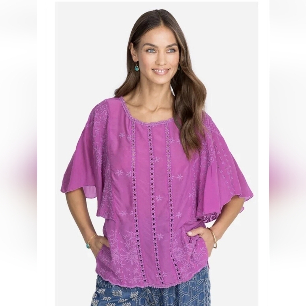 Johnny Was Sunflower Alta Embroidered Blouse Size Small